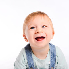 isolated studio shot white background of lovely toddler baby boy