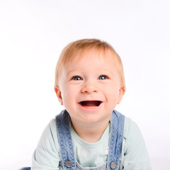 isolated studio portrait of a lovely toddler baby boy