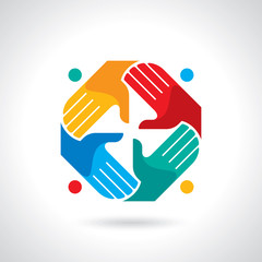 Obraz premium Teamwork symbol. Multicolored hands