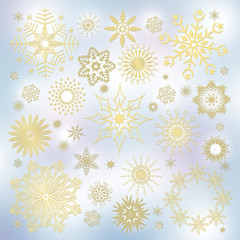Collection of snowflakes (set of snowflakes) illustration.
