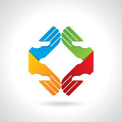 Fototapeta premium Teamwork symbol. Multicolored hands