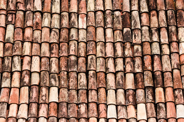 Red dirty old roof texture. 