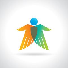 Teamwork symbol. Multicolored hands