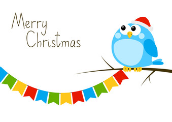 Cute little bird with party flags