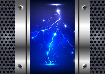 lightning with metal gate vector illustration