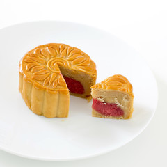 Moon cake on white background
