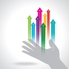 human hand push the business chart