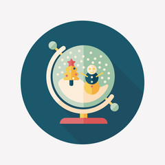 snow globe and gifts flat icon with long shadow,eps 10