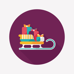 Christmas presents and sleigh flat icon with long shadow eps10
