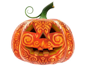 Halloween Pumpkin Jack-o-Lantern isolated on white background