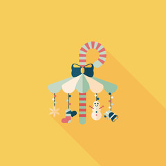 Decorative candy cane flat icon with long shadow eps10