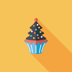 Christmas tree flat icon with long shadow,eps10