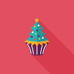 Christmas tree flat icon with long shadow,eps10