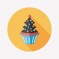 Christmas tree flat icon with long shadow,eps10