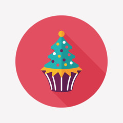 Christmas tree flat icon with long shadow,eps10