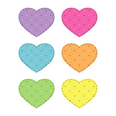 Set of colorful hearts on a white background