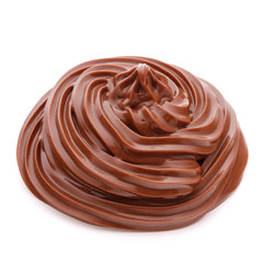 Chocolate cream swirl isolated on white background cutout