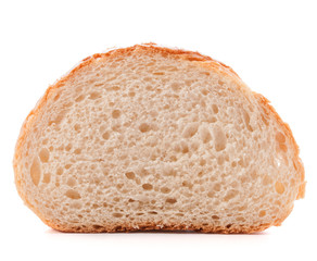 Hunk or slice of fresh white bread isolated on white background