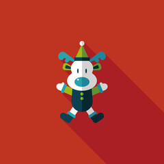 Reindeer flat icon with long shadow, eps10