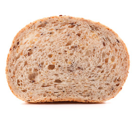 Slice of fresh white grained bread isolated on white background