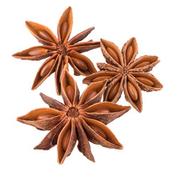 star anise spice isolated on white background closeup