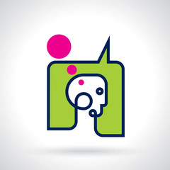 think Thoughts and options. vector illustration of head