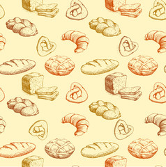 bakery bread. seamless background pattern. labels pack