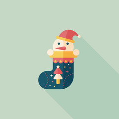 Christmas stocking flat icon with long shadow,eps10