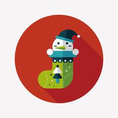 Christmas stocking flat icon with long shadow,eps10
