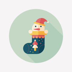 Christmas stocking flat icon with long shadow,eps10