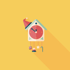 Cuckoo clock flat icon with long shadow,eps10