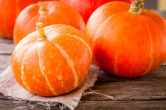 ripe organic orange pumpkins