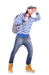 Fototapeta premium Young student isolated on the white background