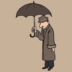 Man over coat umbrella