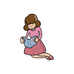 Woman reads on floor