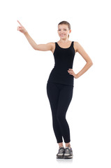 Young woman in sports concept isolated on white