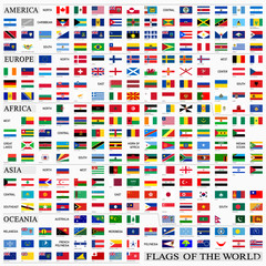 World flags with proportion 3:5, by continents