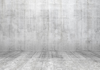 Abstract white interior of empty room with concrete wall and flo