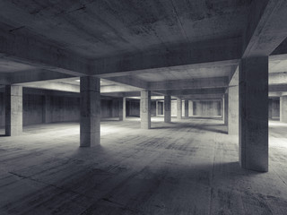 Empty dark abstract industrial underground concrete interior. 3d