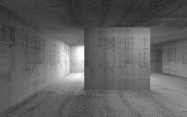 Abstract empty dark concrete interior. 3d render illustration