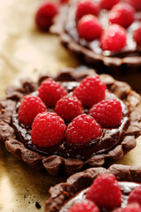 Chocolate tart with fresh raspberries