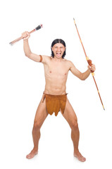 Native american in funny concept isolated on white