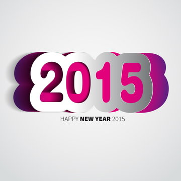 Happy New Year 2015 background with papercut year, vector illust