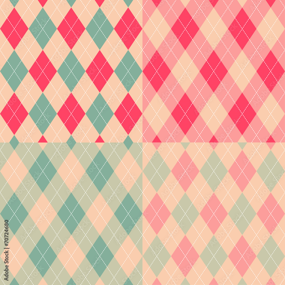Poster seamless argyle pattern. diamond shapes background. vector set.
