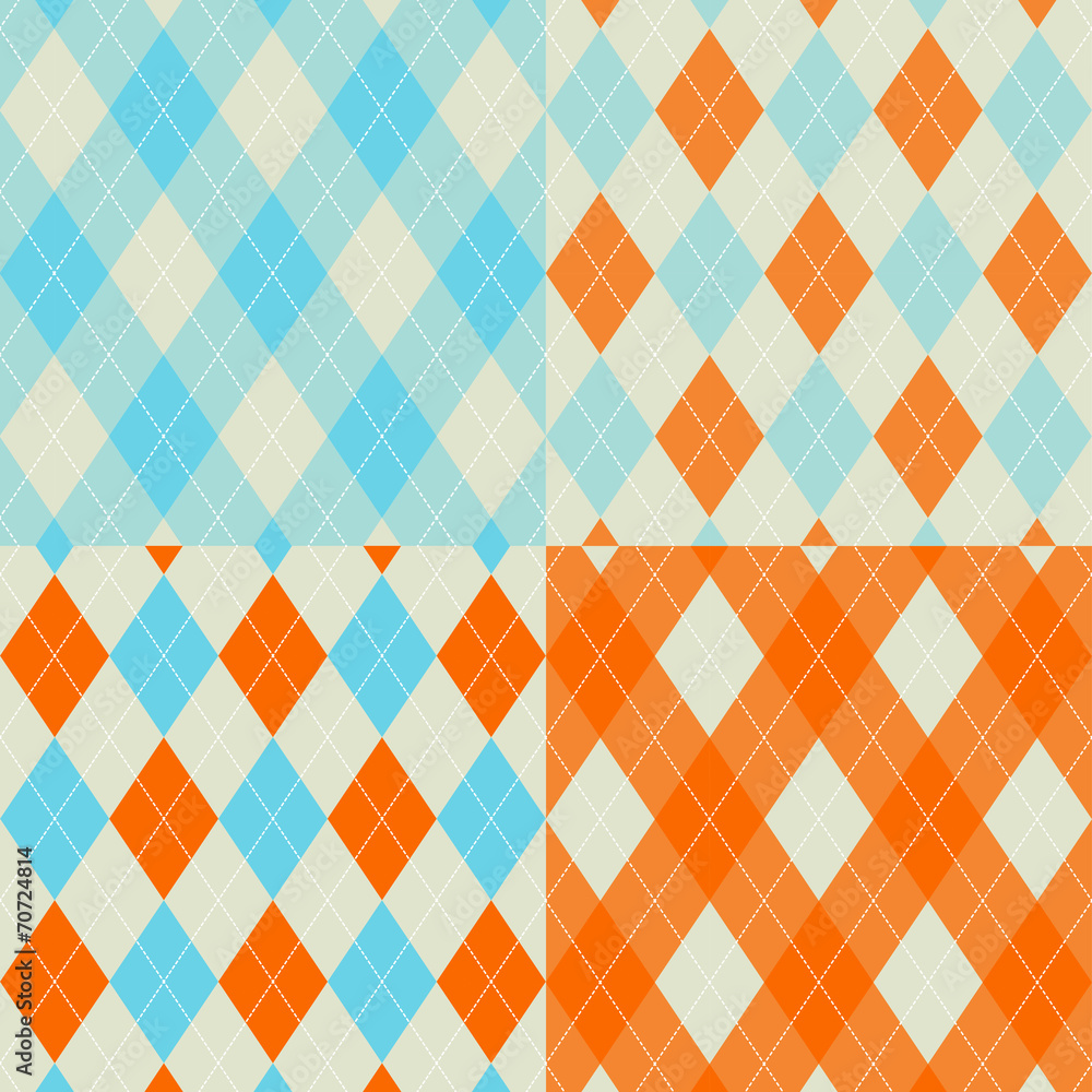 Poster seamless argyle pattern. diamond shapes background. vector set.