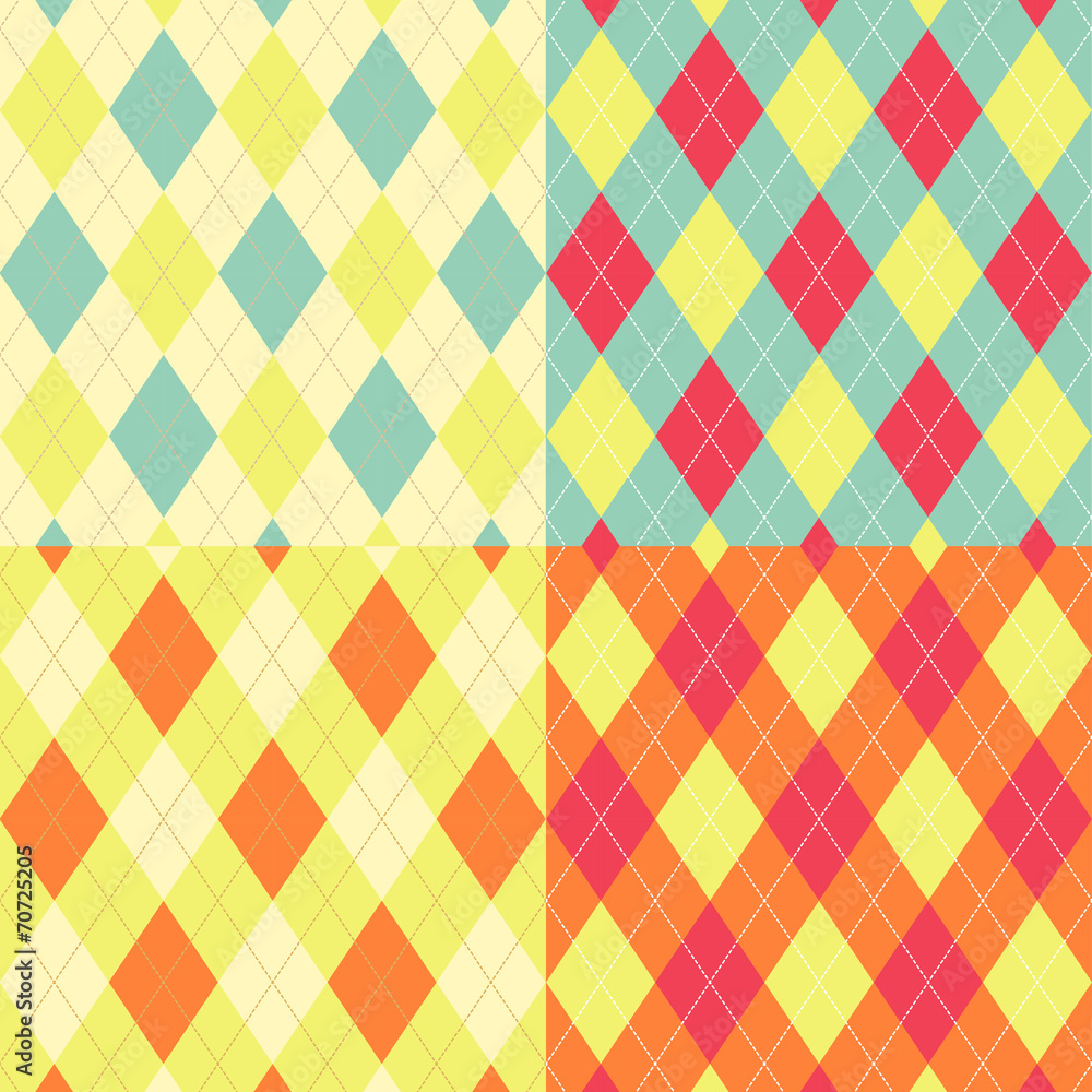 Poster seamless argyle pattern. diamond shapes background. vector set.