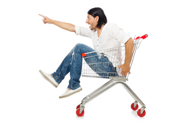 Shopping cart with supermarket basket