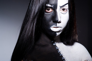 Satan halloween concept with scary woman