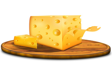 Schnittkäse mit Löcher, goldgelb, freigestellt