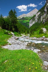 Rapid stream in Klausen Pass, Switzerland